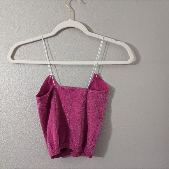 Free People Intimately Skinny Strap Brami Crop Top Glittery Sparkle - Picture 3 of 3